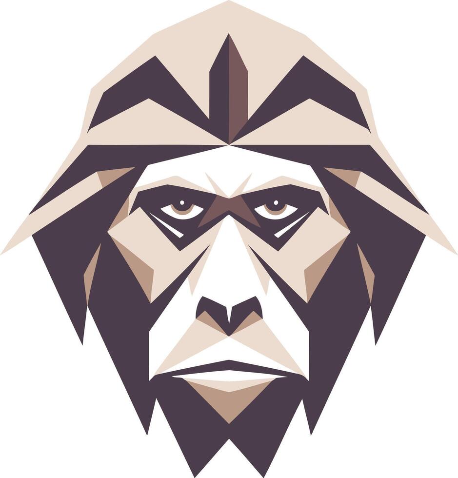 Geometric Portrait of a Serious Ape vector