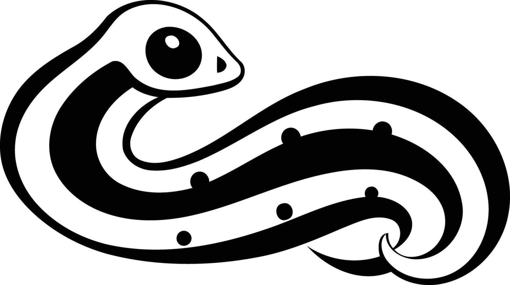 Simple black and white illustration of a stylized snake, perfect for logo design, branding, or tattoo inspiration vector