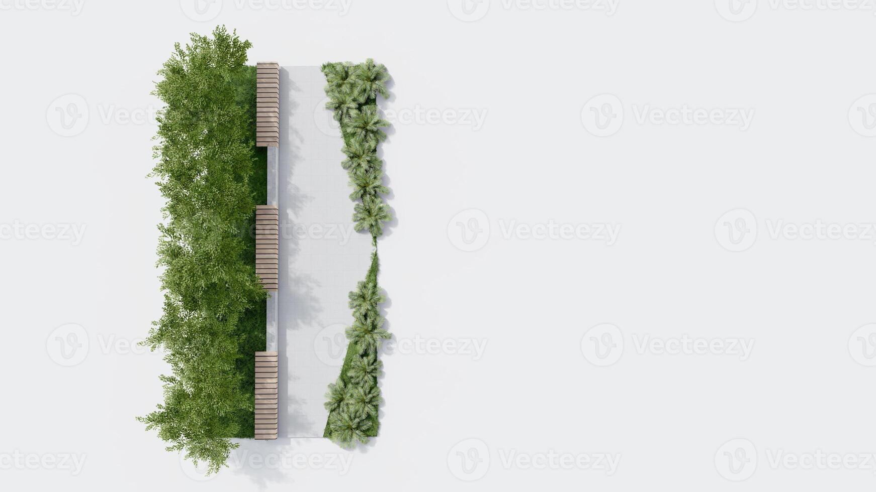 top view architecture garden park landscape terrace nature design modern 3d render. photo