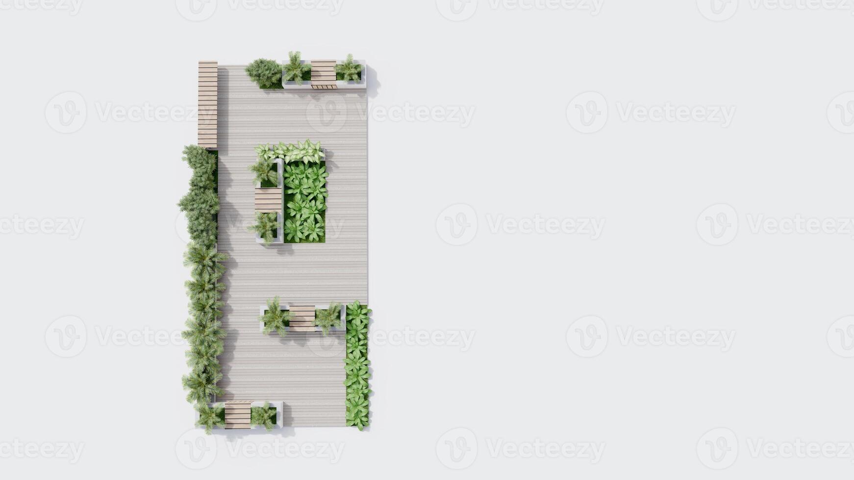 top view architecture garden park landscape terrace nature design modern 3d render. photo