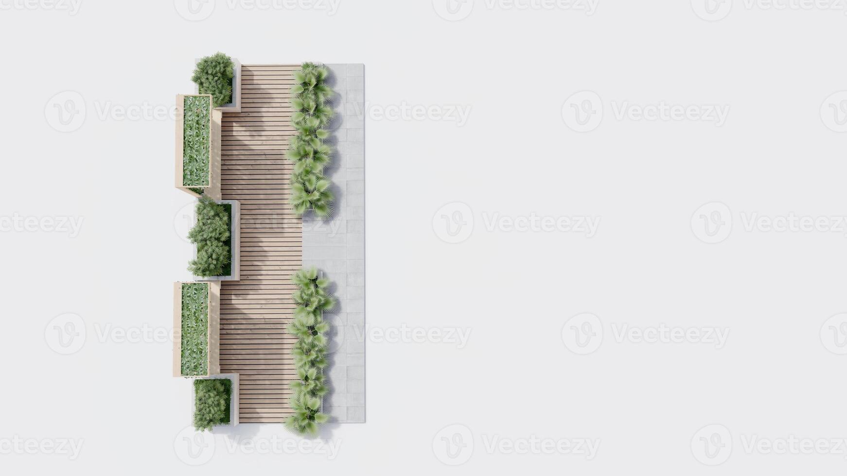 top view architecture garden park landscape terrace nature design modern 3d render. photo