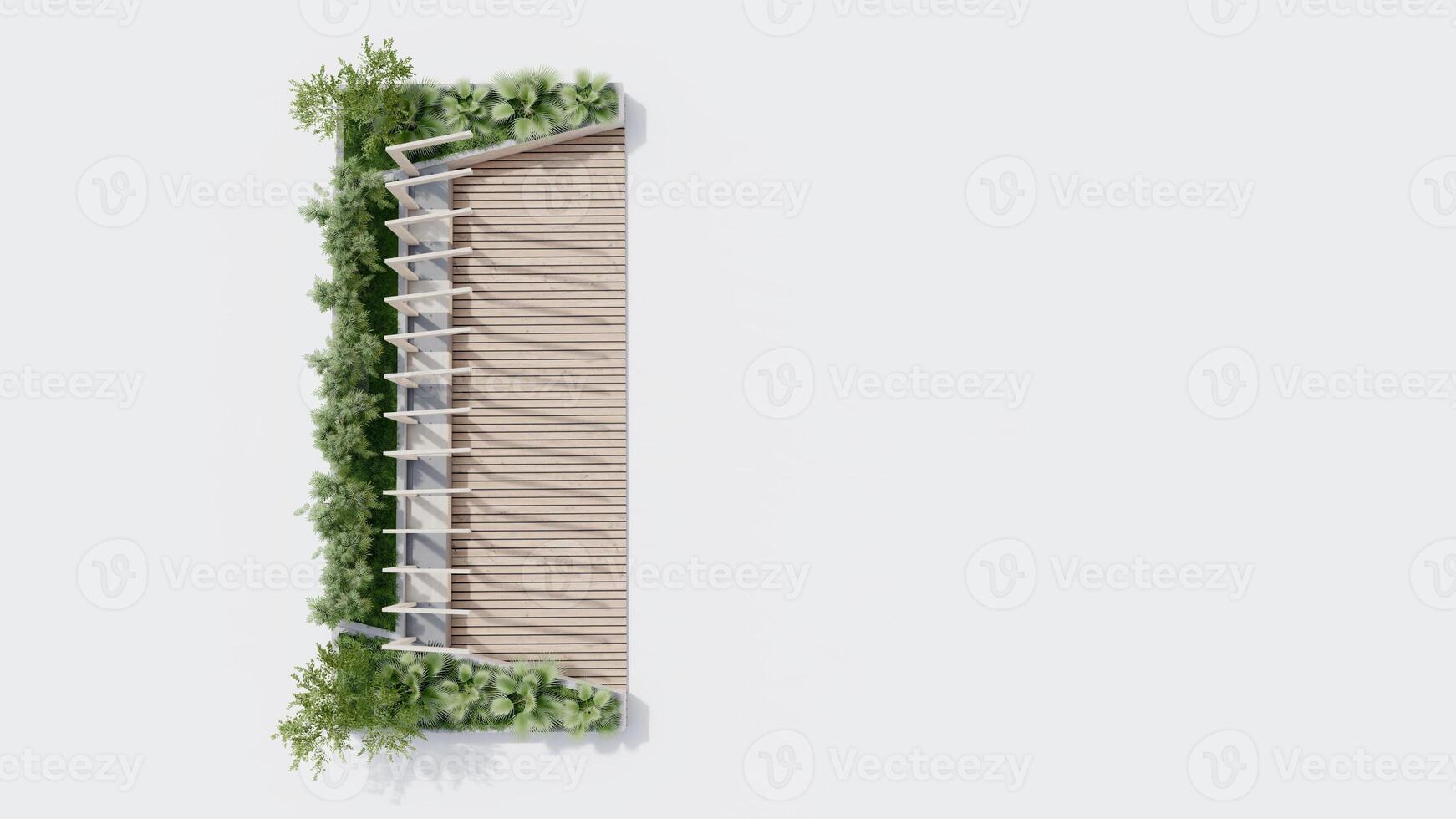 top view architecture garden park landscape terrace nature design modern 3d render. photo