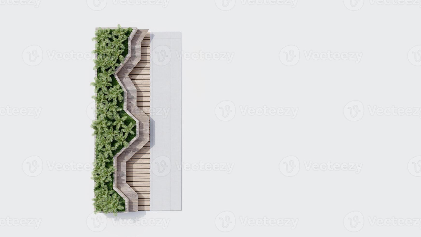 top view architecture garden park landscape terrace nature design modern 3d render. photo