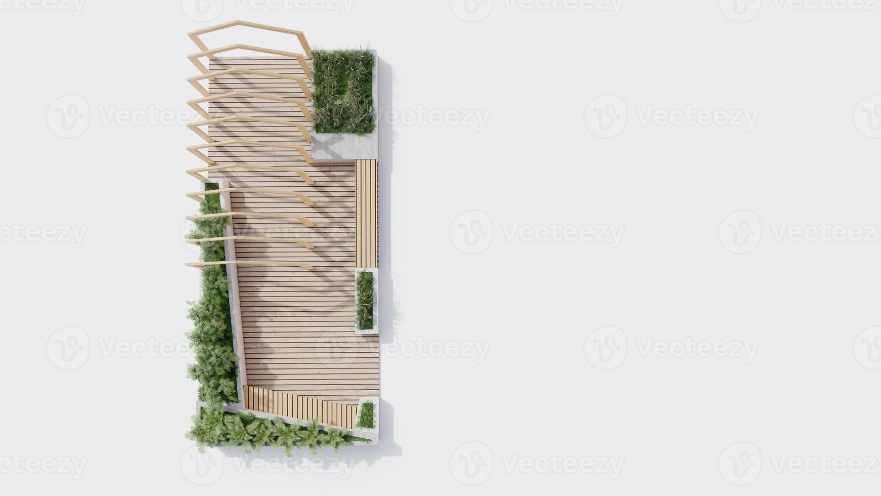 top view architecture garden park landscape terrace nature design modern 3d render. photo
