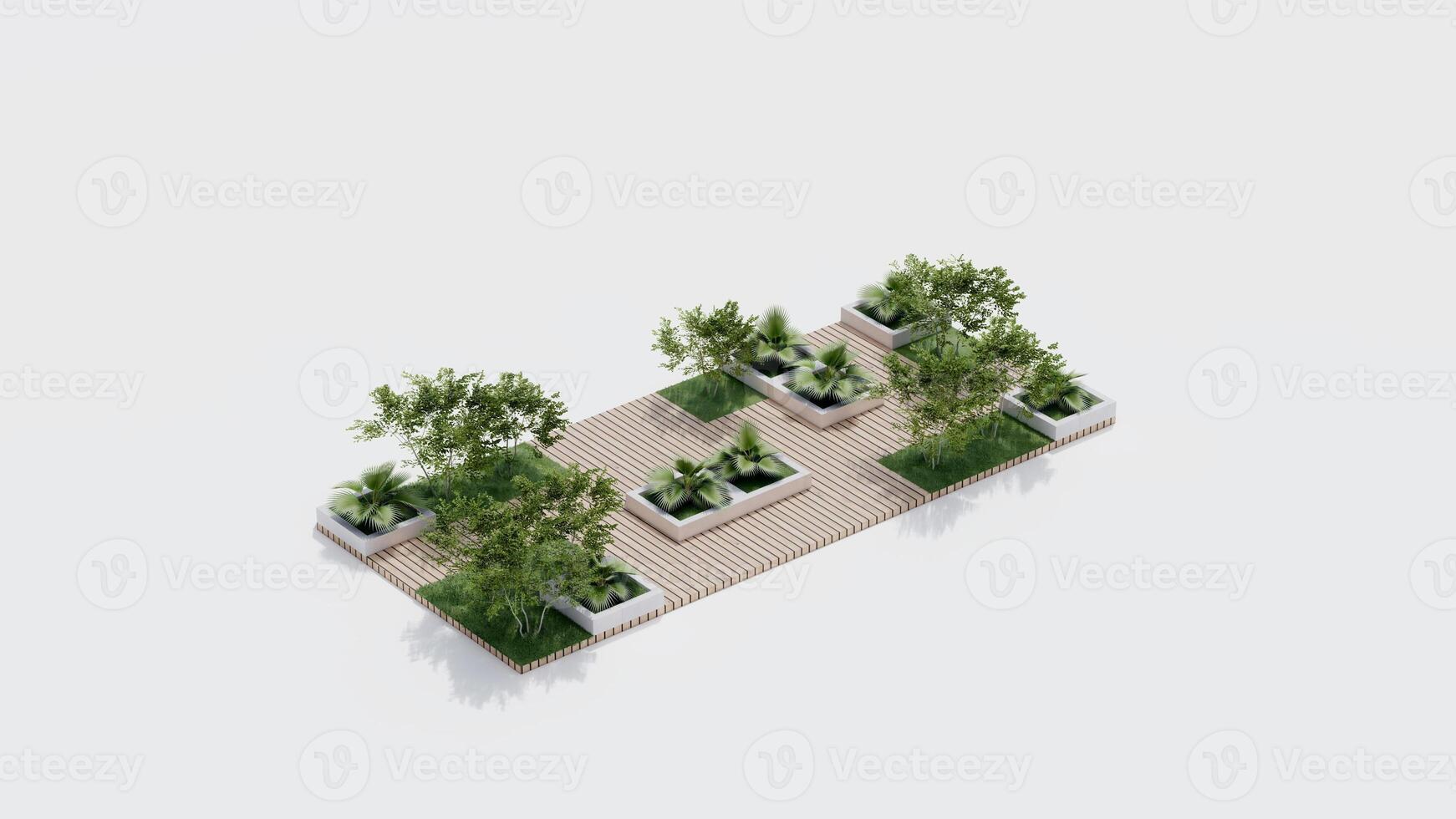 isometric top view architecture garden park landscape terrace nature design modern 3d render. photo