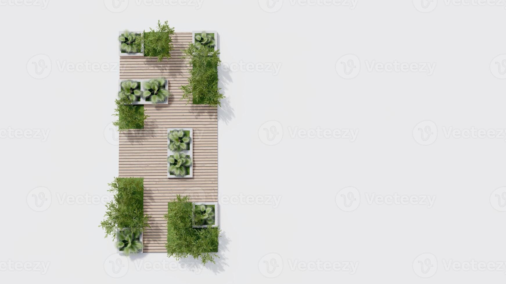 top view architecture garden park landscape terrace nature design modern 3d render. photo