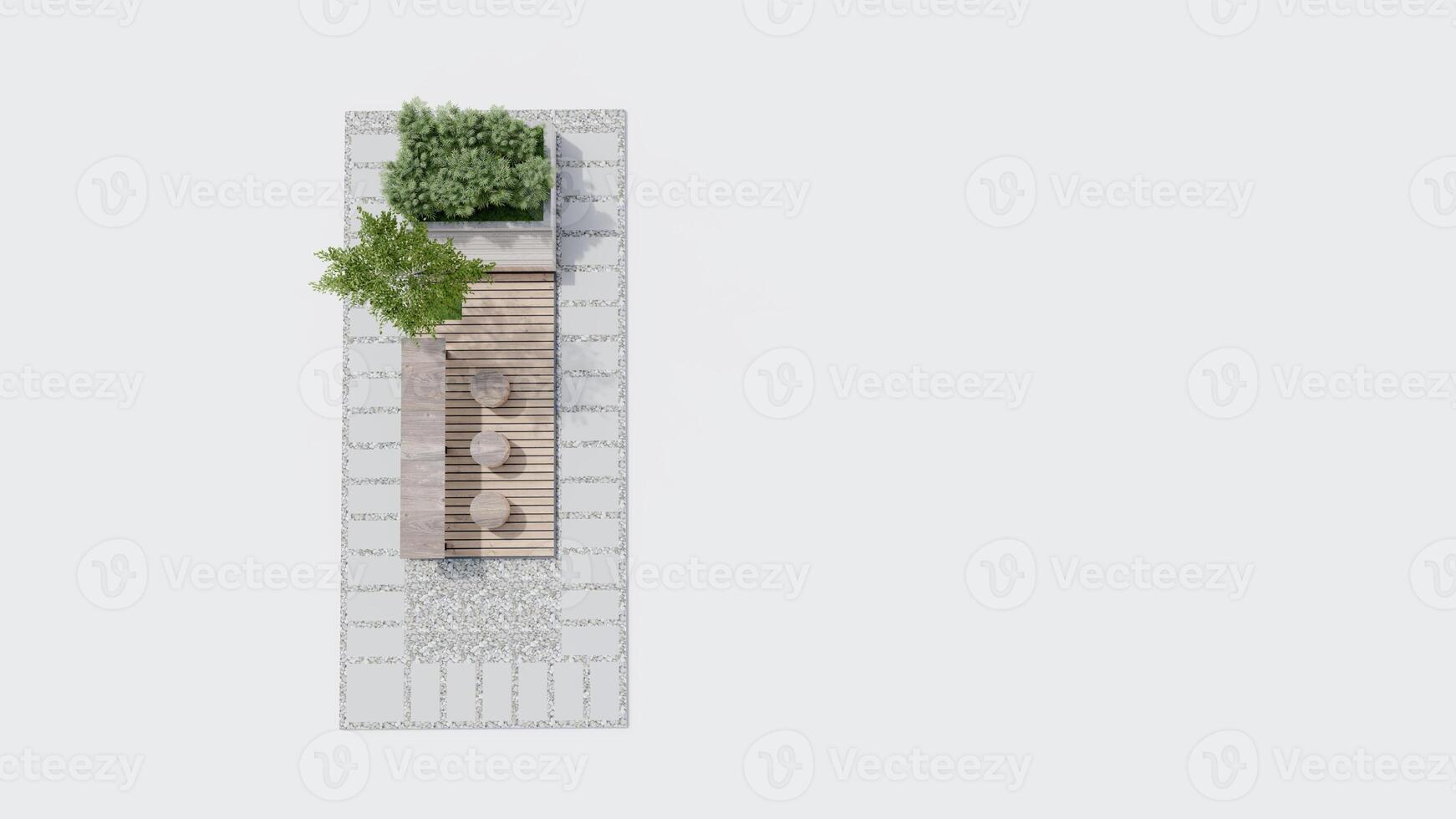 top view architecture garden park landscape terrace nature design modern 3d render. photo