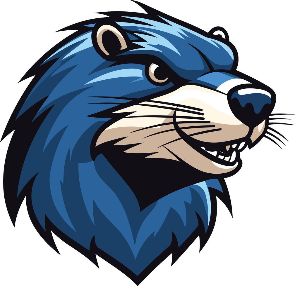 Blue and White Cartoon Otter Mascot vector