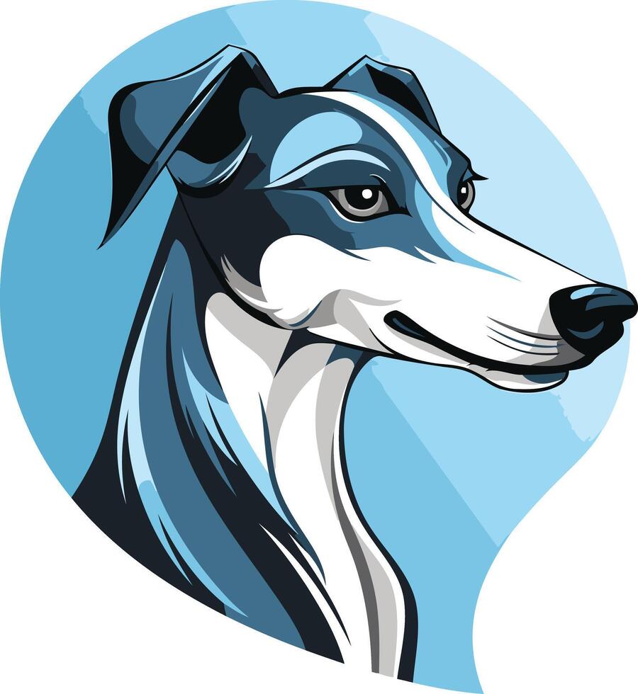 Blue and White Greyhound Portrait vector