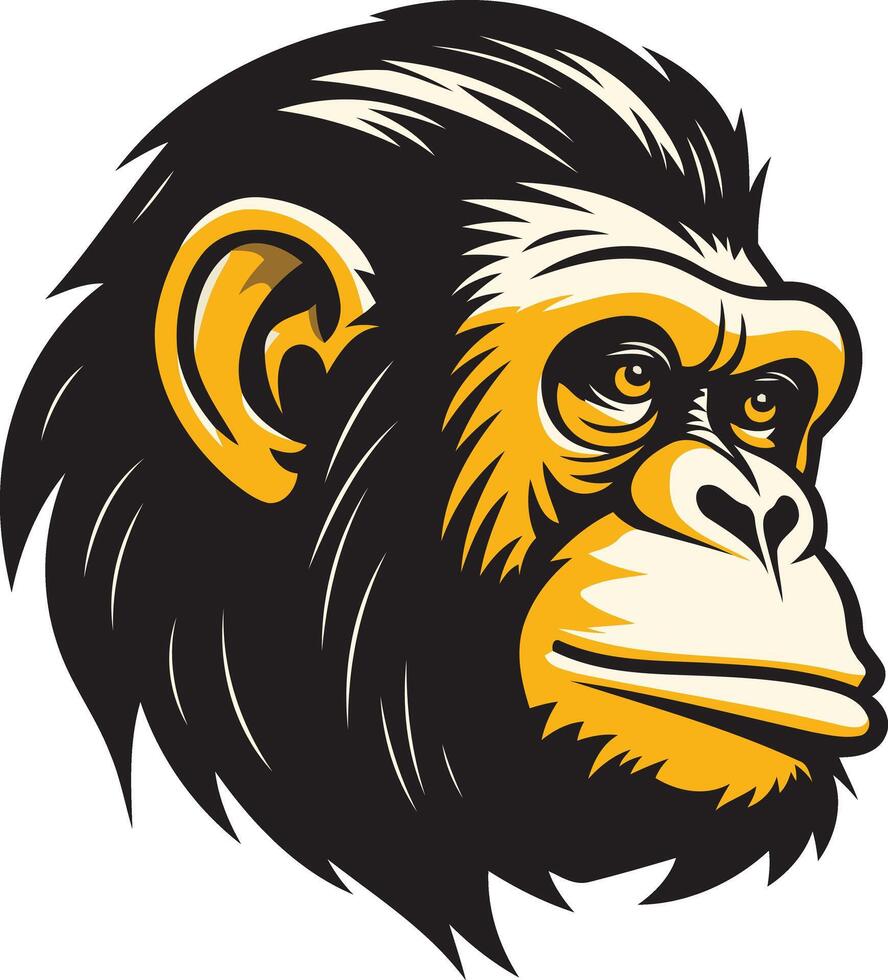 Chimpanzee Portrait in Bold Black and Yellow vector
