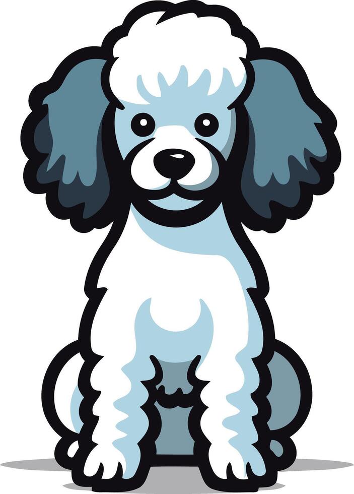 Cartoon Illustration of a Sitting White Poodle vector