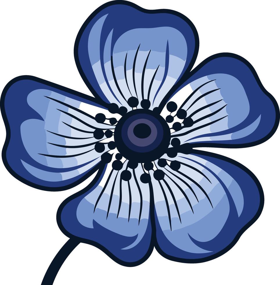 Blue Flower with Four Petals and a Dark Center vector