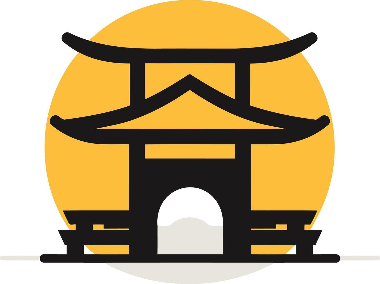 Simple Illustration of a Pagoda in Front of the Sun vector