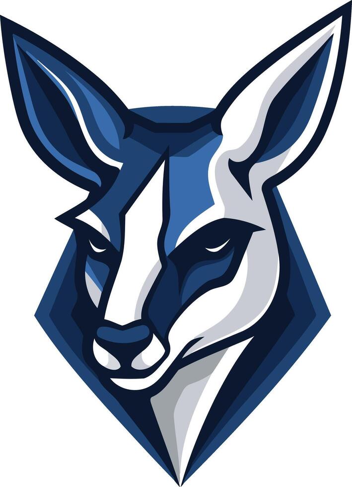 Blue and White Kangaroo Mascot Head vector