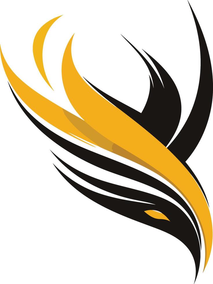 Abstract Bird Design in Black and Yellow vector