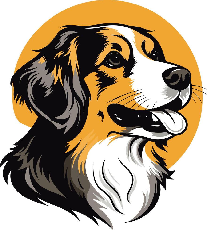 Cute cartoon illustration of a friendly brown and white dog with a big smile vector