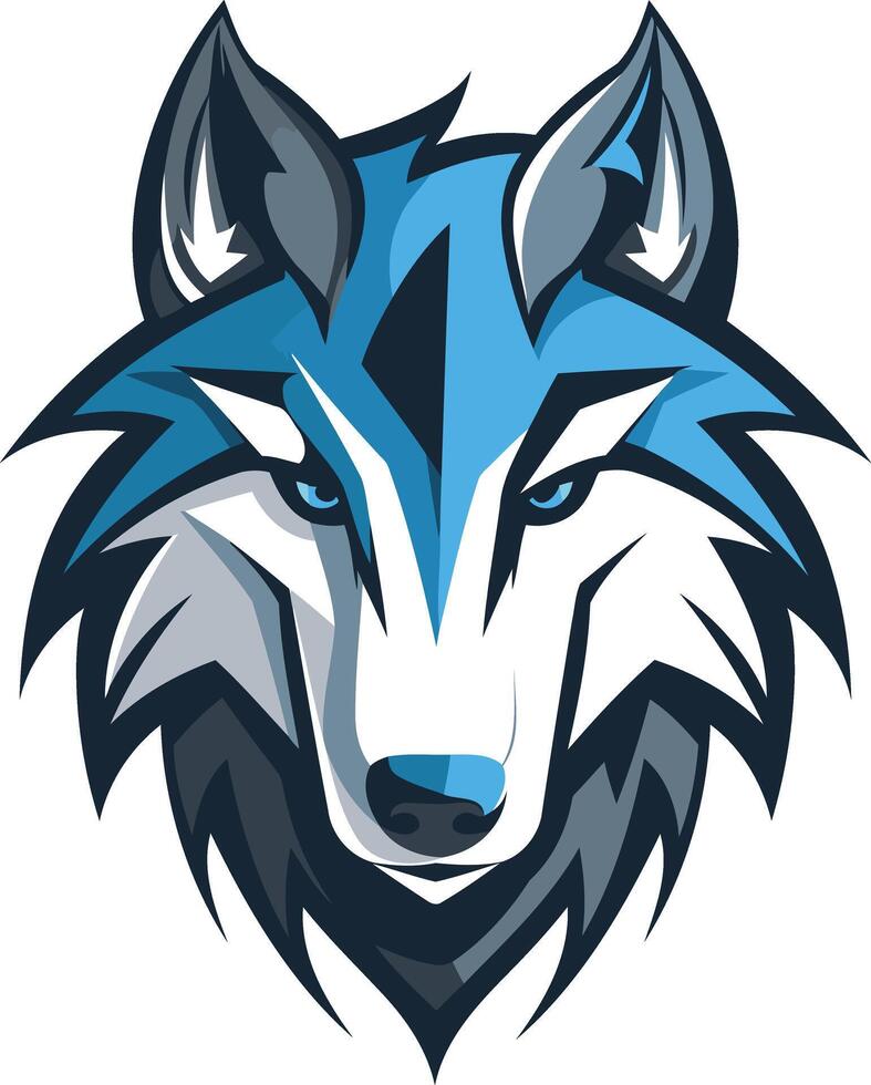 A bold and stylized wolf head logo design, perfect for a gaming team, esports organization, or tech company seeking a fierce and powerful brand identity vector