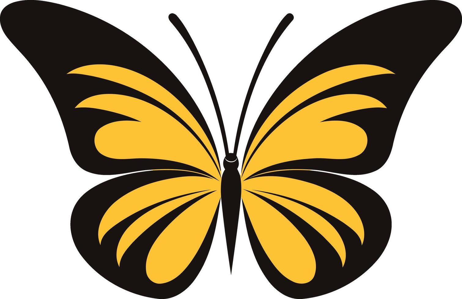 Simple and elegant illustration of a yellow butterfly with black outlines vector