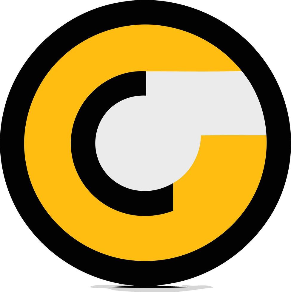 Abstract circular logo design with a yellow and black color scheme vector