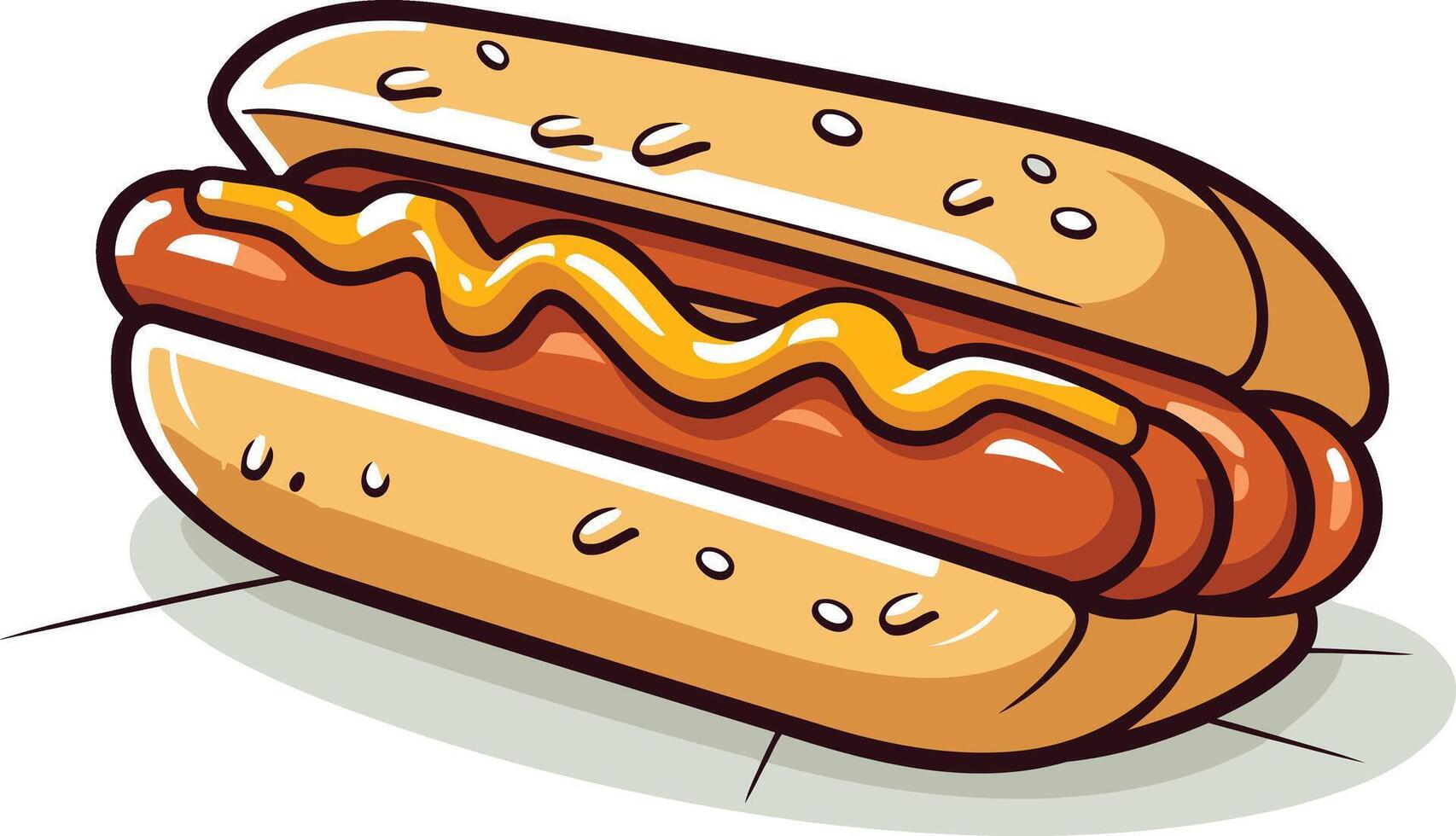 Hot Dog with Mustard and Sesame Seeds vector