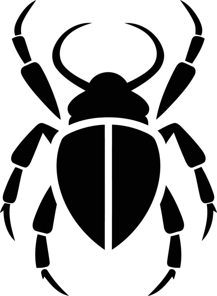 Simple black and white silhouette of a beetle, perfect for logos, icons, and design projects vector