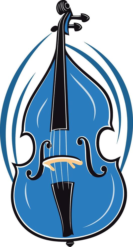 Blue double bass with ornate details vector