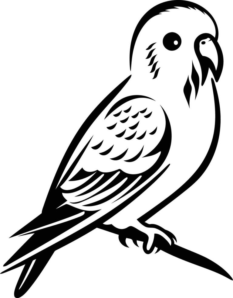 Simple, elegant line art illustration of a parakeet bird vector