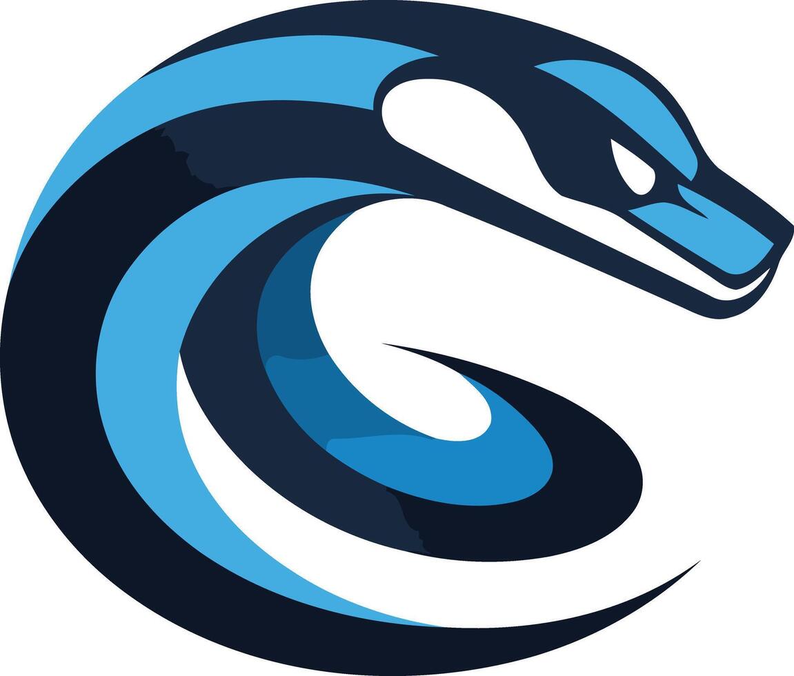 This is a bold and stylized logo featuring a snake with a blue and black color scheme vector