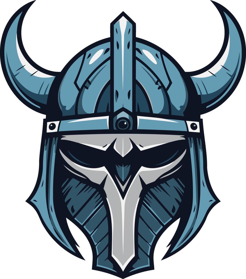 Viking Helmet with Horns and a Face Mask vector