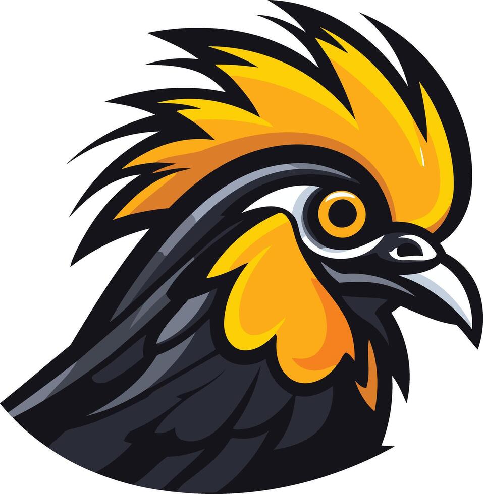 Closeup of a Rooster's Head with a Vibrant Crest vector