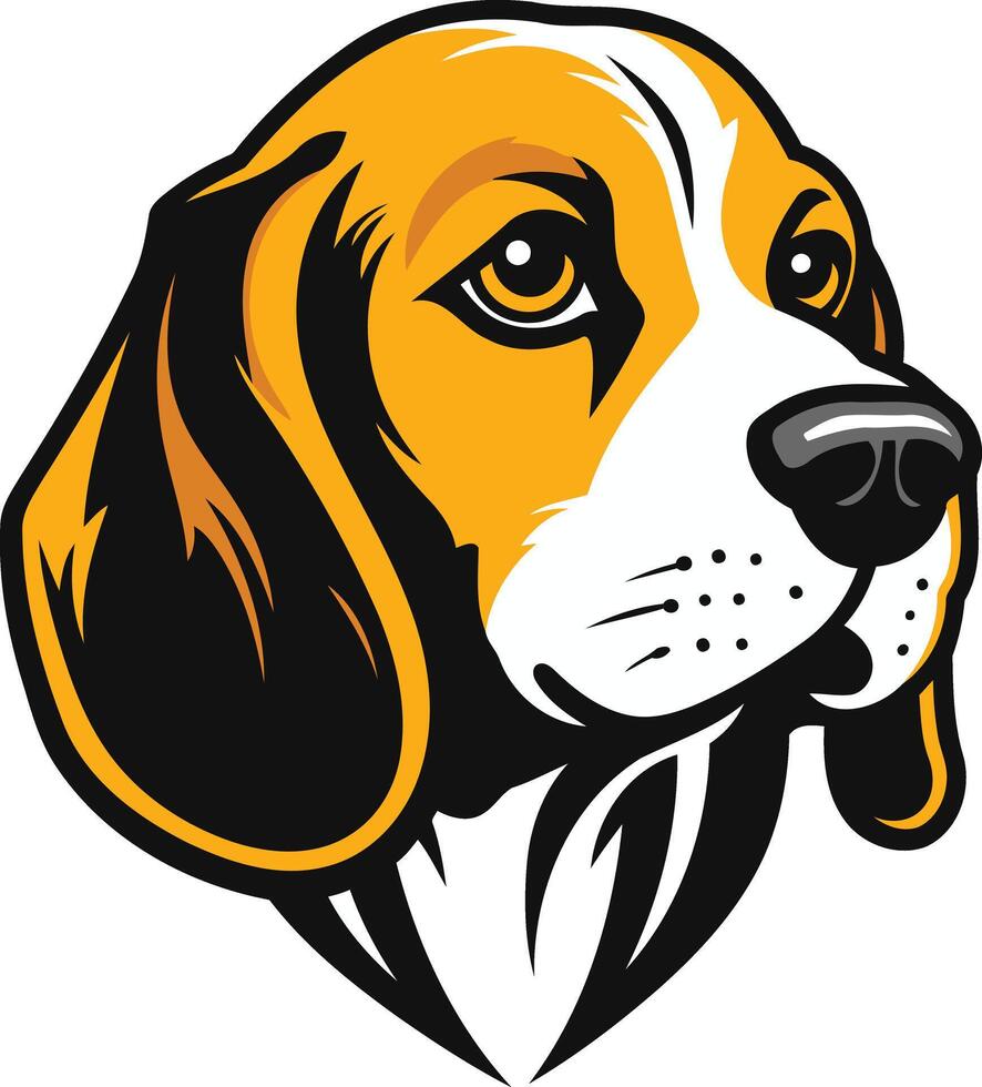 A bold, stylized illustration of a beagle's head, perfect for branding, logos, and pet related designs vector