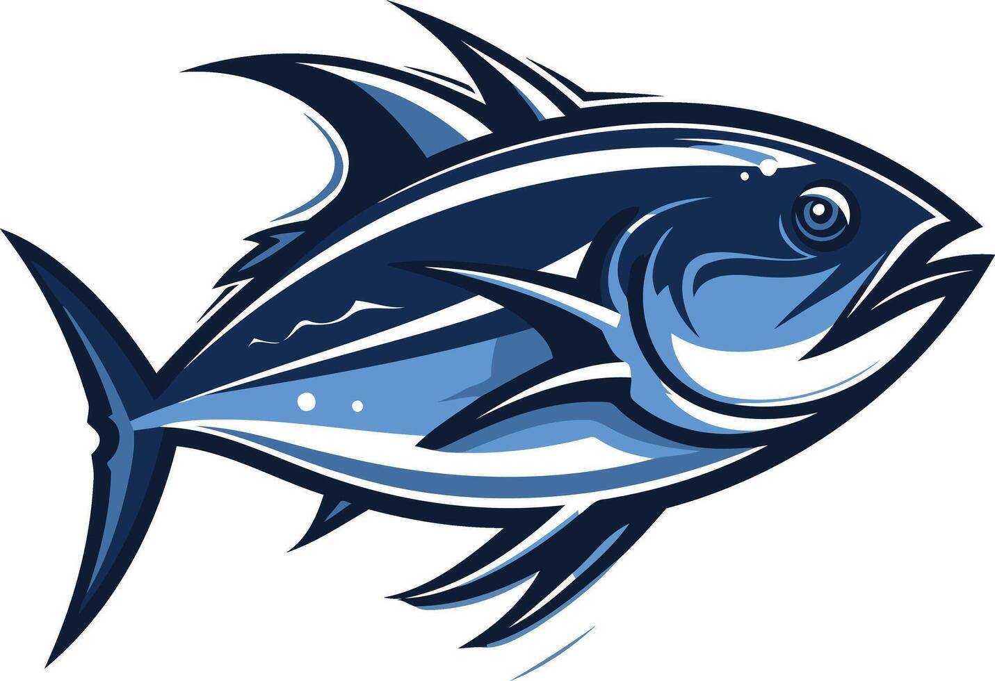 A bold and powerful illustration of a tuna fish, perfect for branding, logos, and sports teams vector