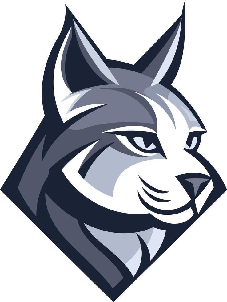A fierce and stylized bobcat head logo, perfect for sports teams, brands, and businesses seeking a powerful and animalistic image vector
