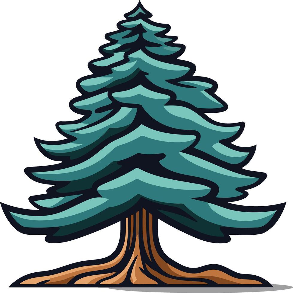Cartoon Illustration of a Pine Tree vector