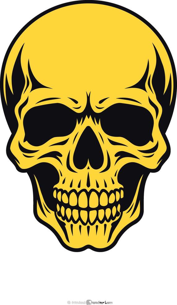 A bold, yellow skull illustration with a simple, minimalist design vector