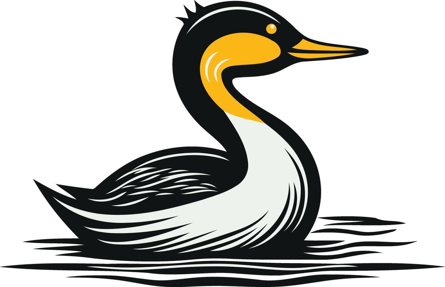 Black and White Illustration of a Great Crested Grebe vector