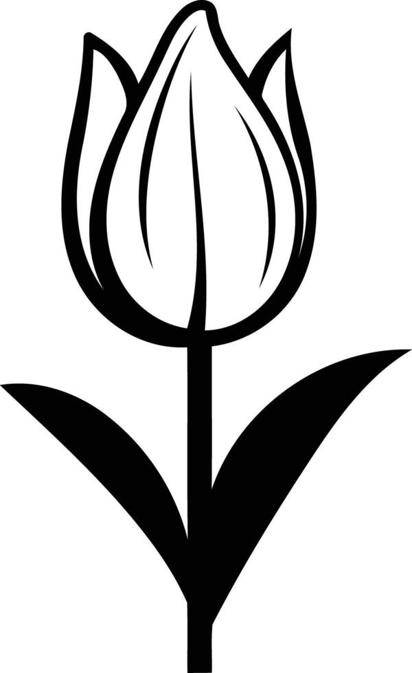 Simple black and white tulip icon vector