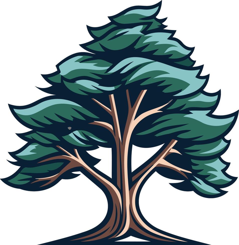 Cartoon Illustration of a Green Tree vector