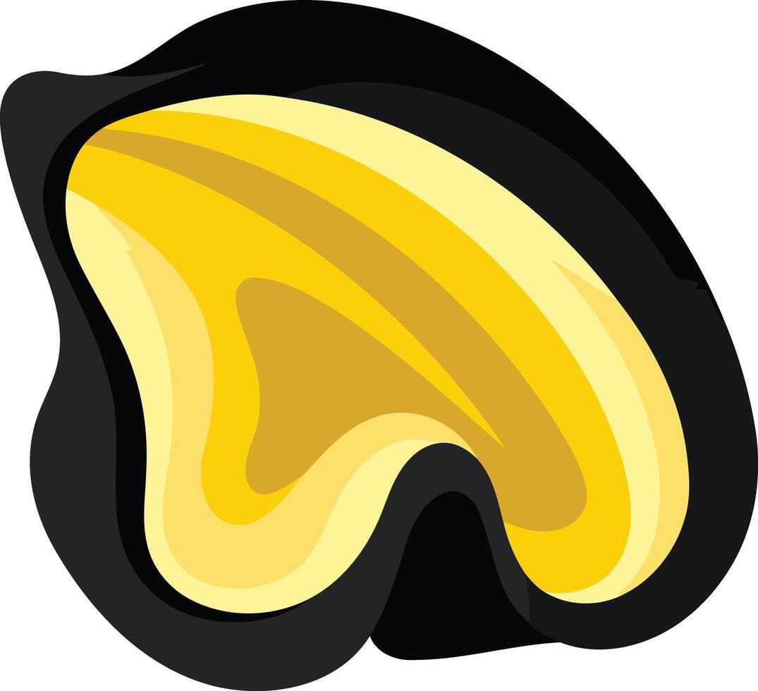 A stylized, abstract illustration of a golden shell vector