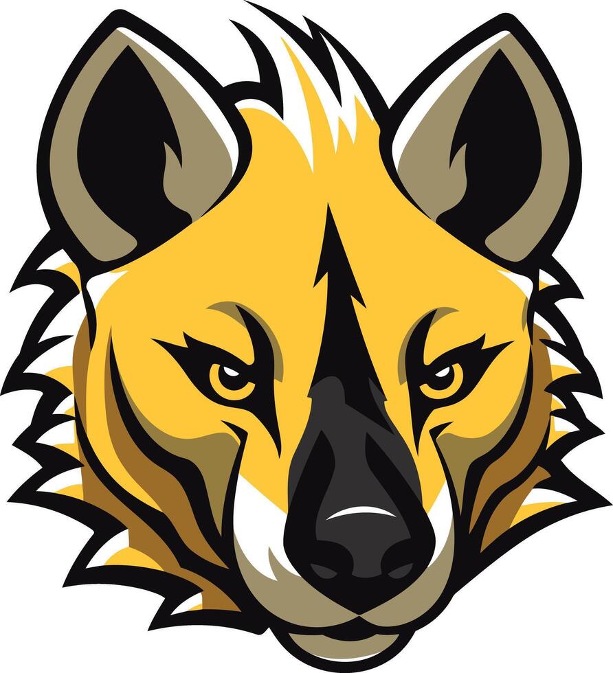 A fierce and stylized hyena mascot head, perfect for sports teams, school logos, or any project needing a powerful and intimidating presence vector