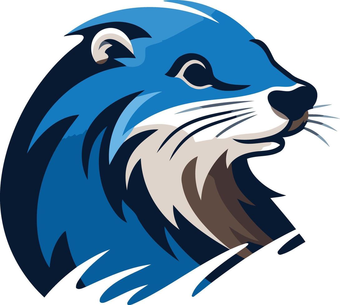 Blue and Brown Otter Mascot Illustration vector