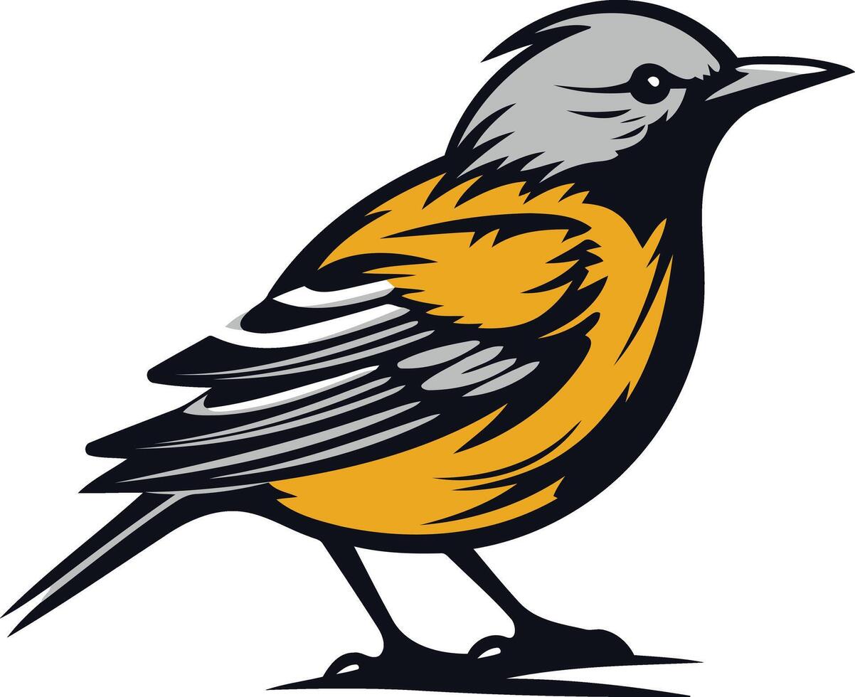 Illustration of a Bird with Yellow and Gray Feathers vector