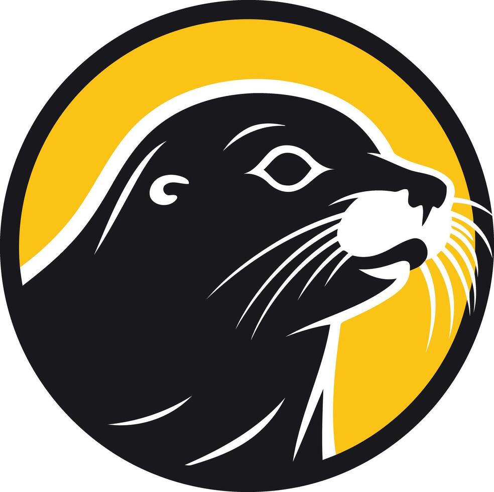 Otter Head in a Circle Logo vector