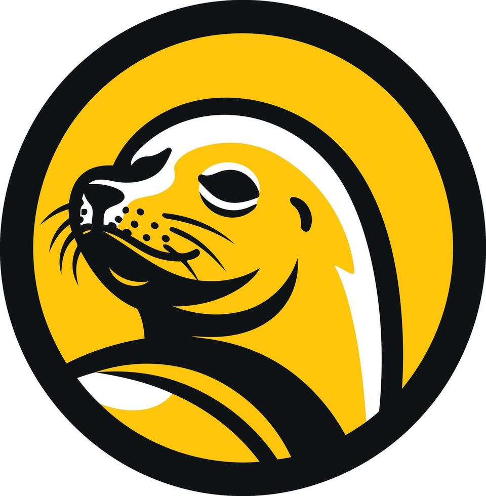 Seal Head Mascot Design in Circle vector