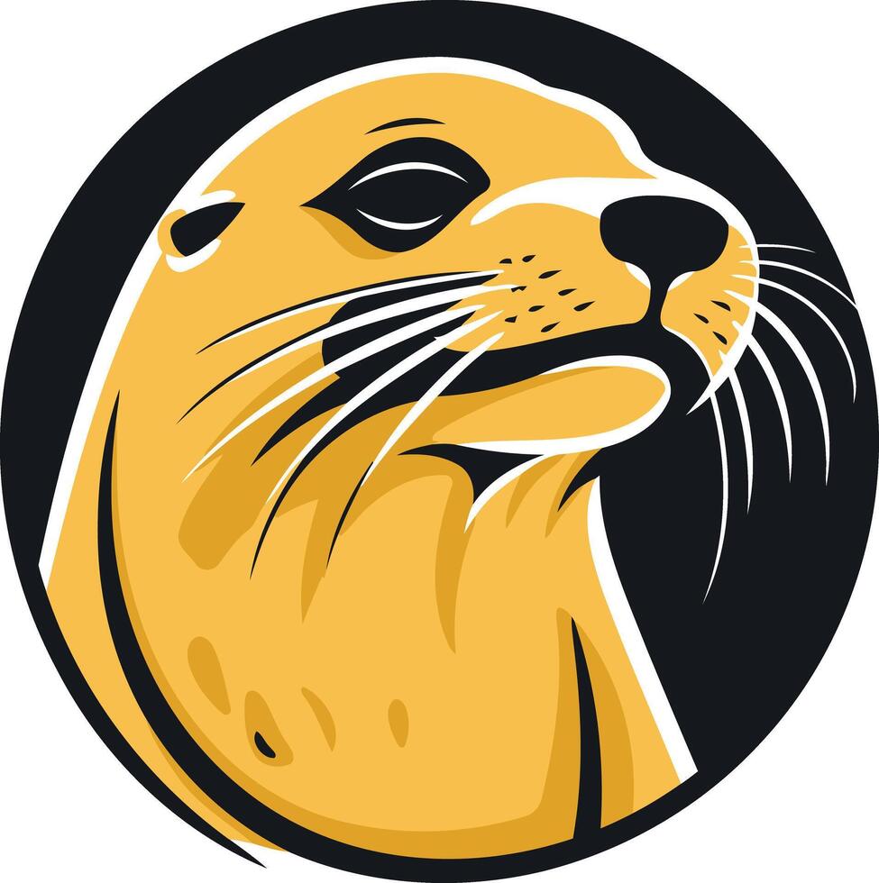 A bold and stylized illustration of a seal's head, perfect for logos, branding, and marine themed designs vector