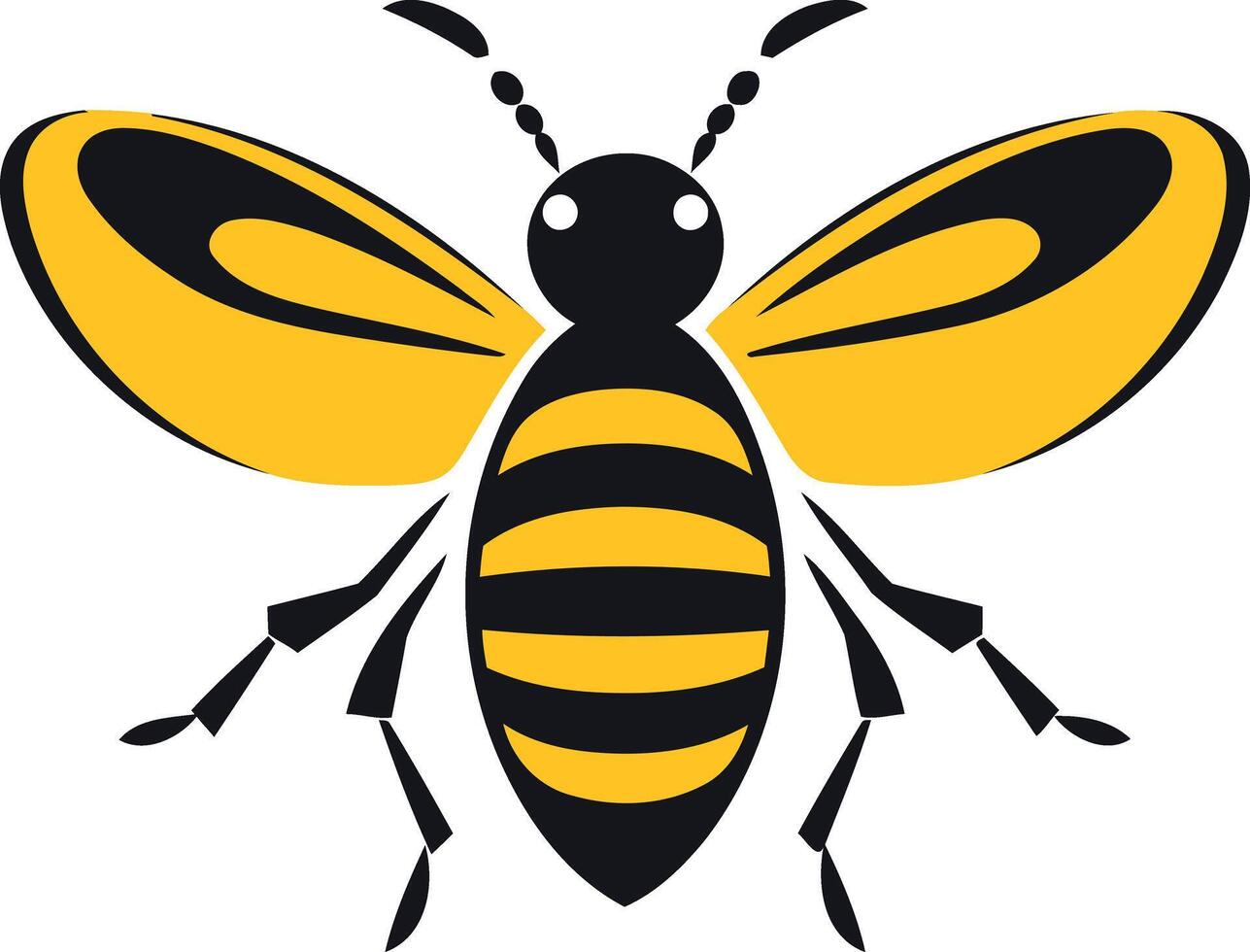 A simple, bold bee illustration, perfect for branding or design projects related to nature, honey, or industry vector