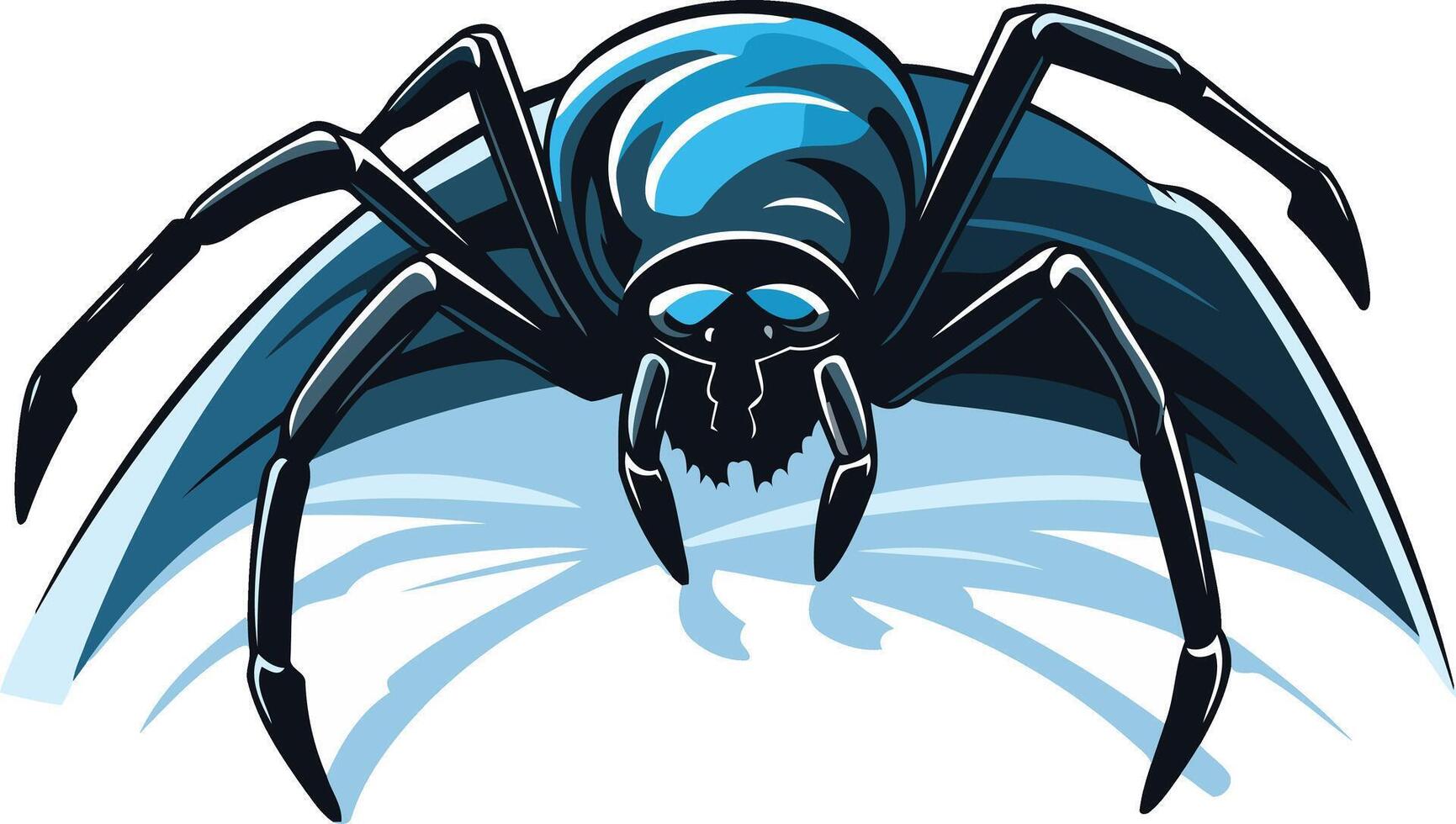 A fierce, blue and black spider with menacing eyes, perfect for spooky designs vector