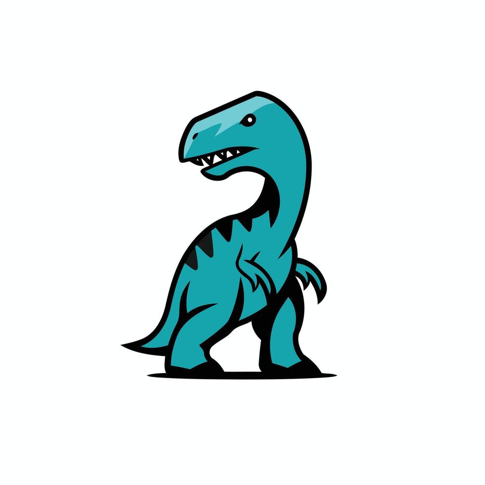 A cute cartoon illustration of a teal dinosaur, perfect for kids' apparel, branding, or educational materials vector