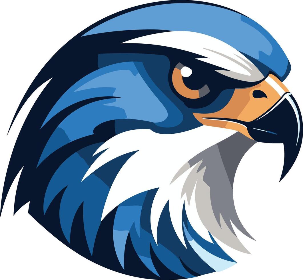 A fierce and powerful blue falcon head logo, perfect for sports teams, businesses, and organizations seeking a strong and confident image vector