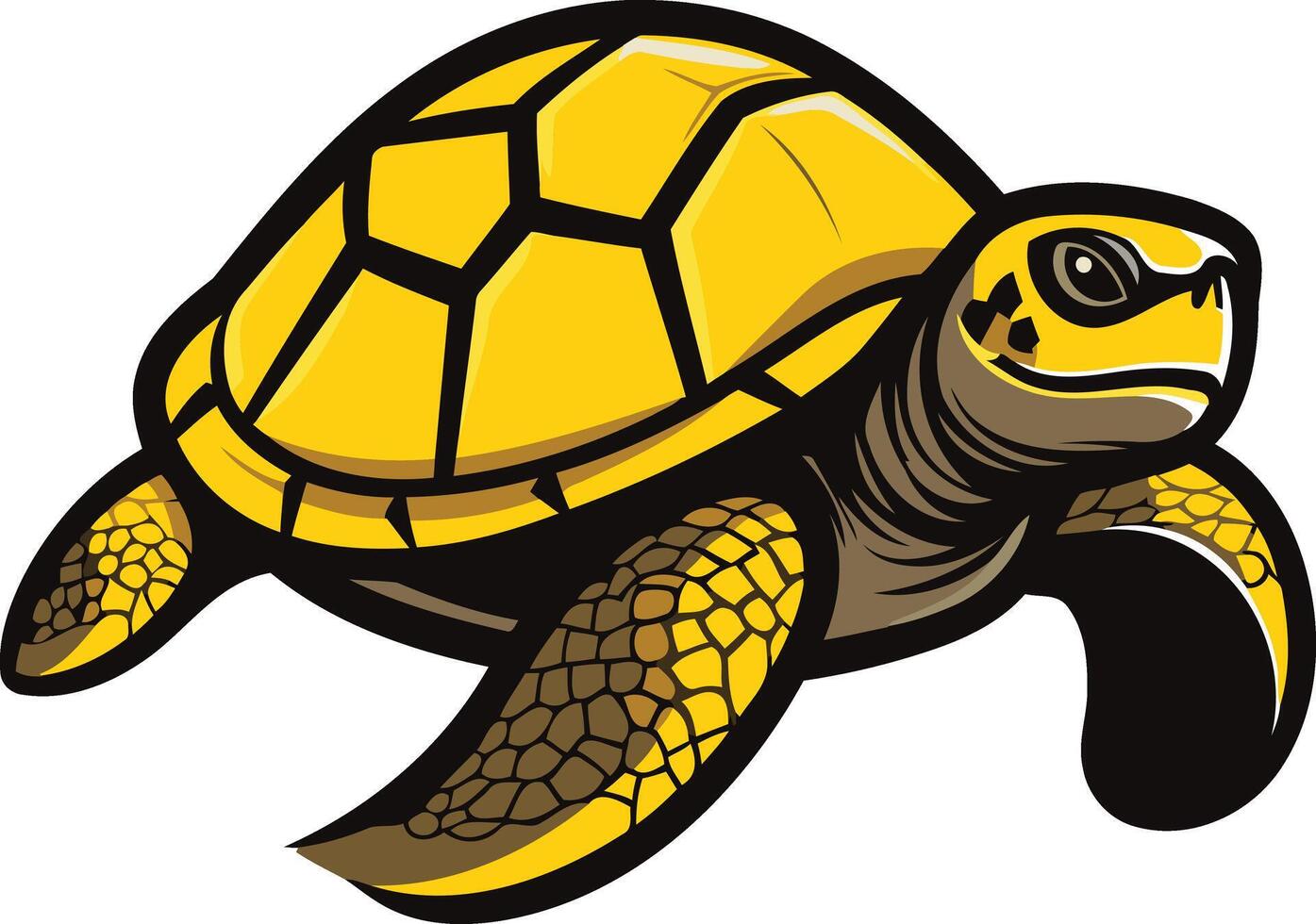 Yellow Turtle with a Black Outline vector